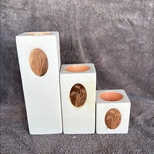 PartyLite Southwest style tea, light holder, trio